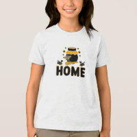 Cartoon Bee and Honey Jar "HOME" T-Shirt