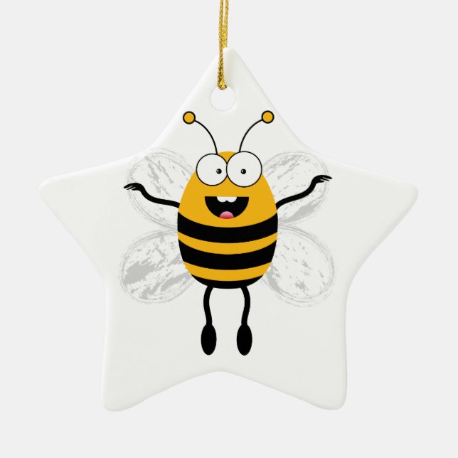 Cartoon Bee Ceramic Ornament (Front)