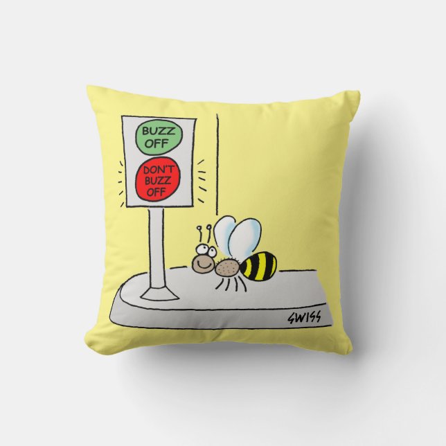Cartoon Bee Crossing at Light Kids Nursery Throw Pillow (Front)