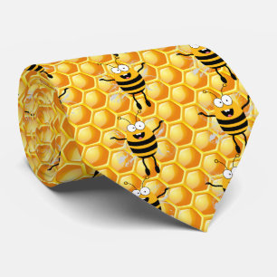 Cartoon Bee Honey pattern Neck Tie