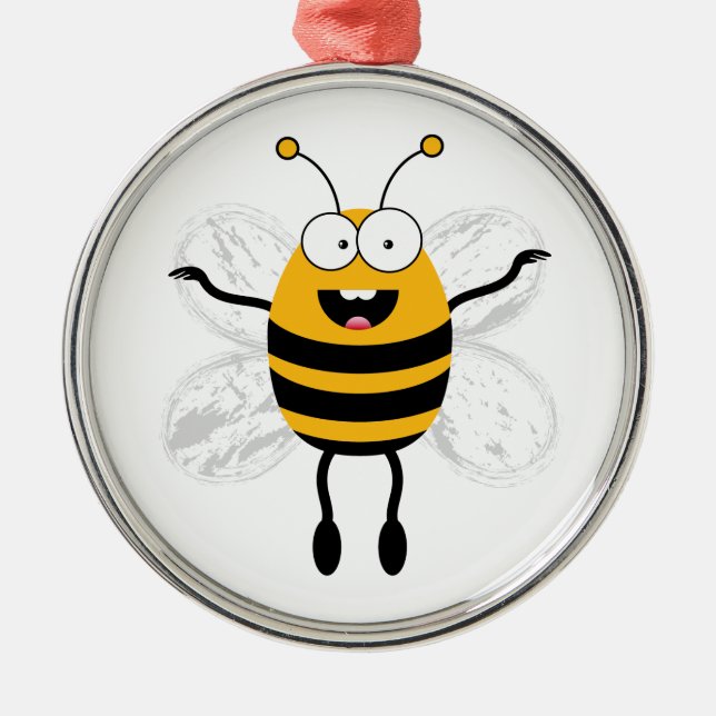 Cartoon Bee Metal Ornament (Front)