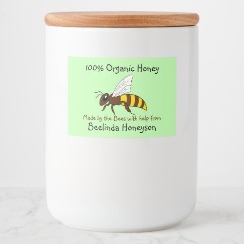 Cartoon Bee Organic Honey Jar Labels