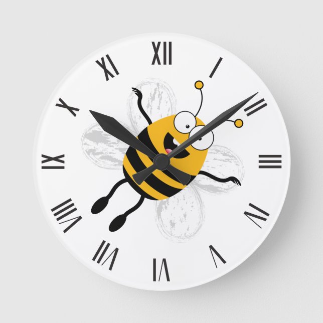Cartoon Bee Round Clock (Front)