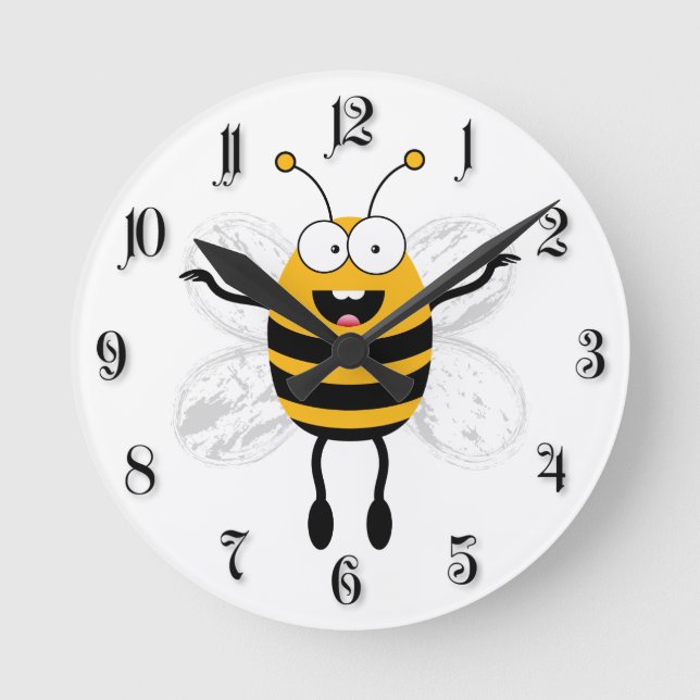 Cartoon Bee Round Clock (Front)