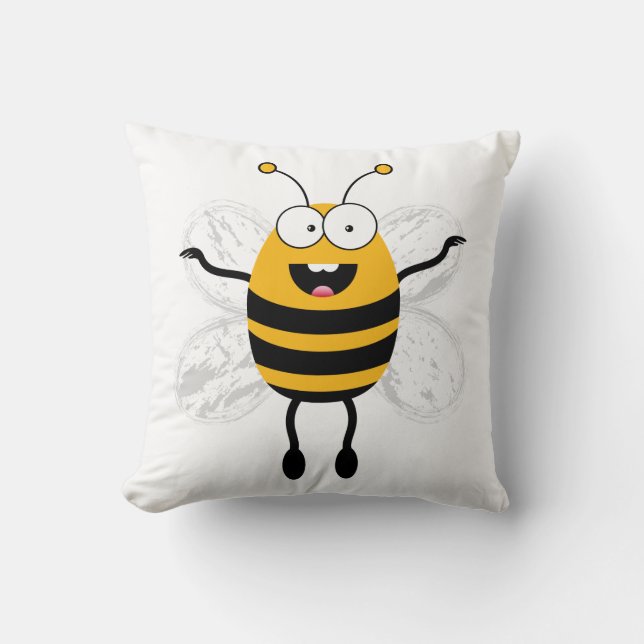 Cartoon Bee Throw Pillow (Front)