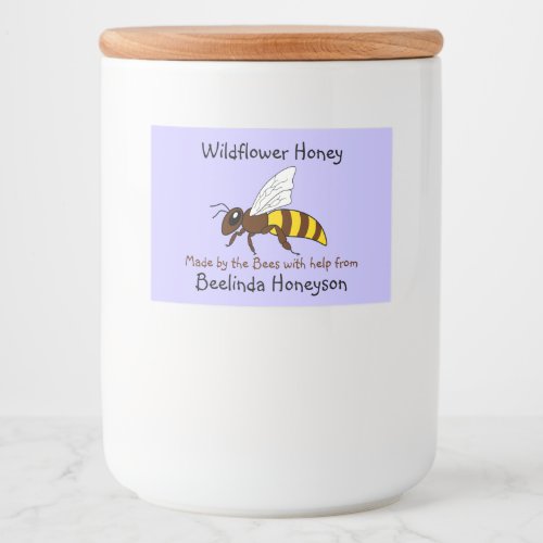 Cartoon Bee Wildflower Honey Jar Labels