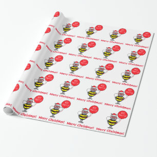 Cartoon Bee with Balloon: Be Merry Wrapping Paper