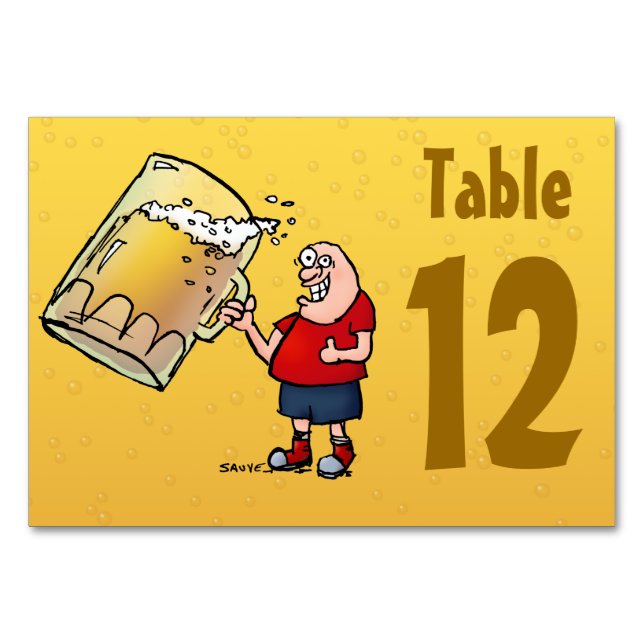 Cartoon Beer Table Number Cards (Front)
