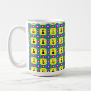 Cartoon Bees and Flowers Coffee Mug