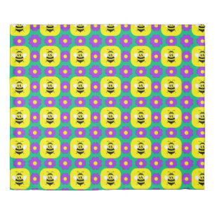 Cartoon Bees and Flowers Duvet Cover