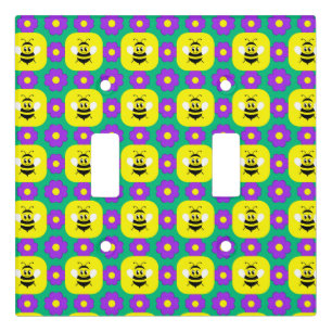Cartoon Bees and Flowers Light Switch Cover