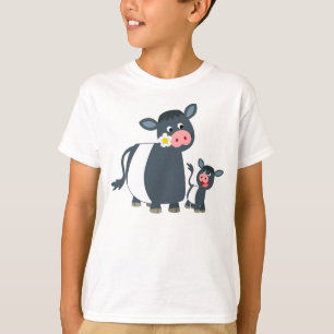 Cartoon Belted Galloway Cow & Calf Kids T-Shirt