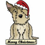 Cartoon Berger Picard Christmas Ornament<br><div class="desc">Adorable Berger Picard Christmas Ornament features the hound breed wearing a red Santa hat. The sign underneath him reads,  "Merry Christmas!" Cute Picardy Shepherd Xmas ornaments for dog owners!</div>