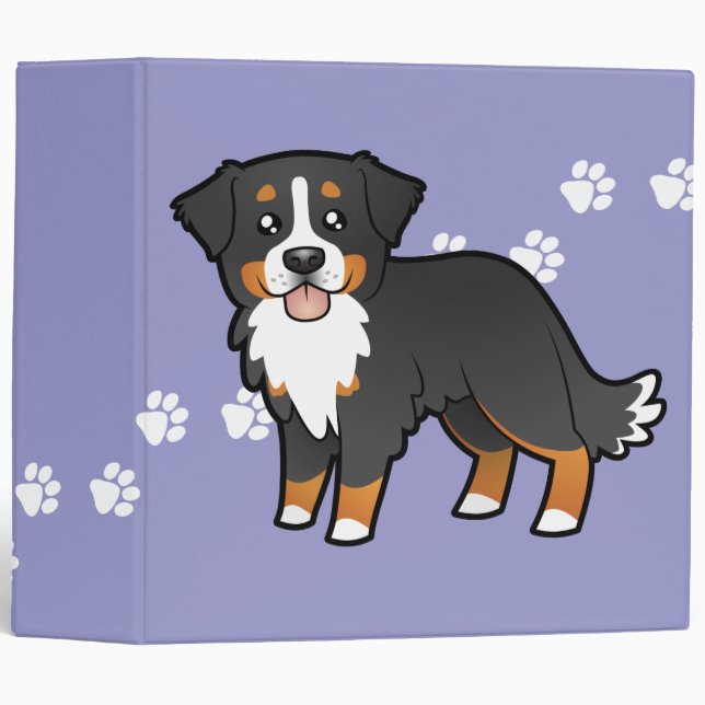 Cartoon Bernese Mountain Dog 3 Ring Binder (Front/Spine)