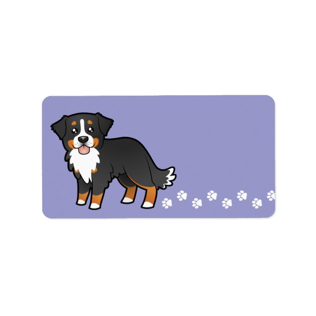 Cartoon Bernese Mountain Dog Label (Front)