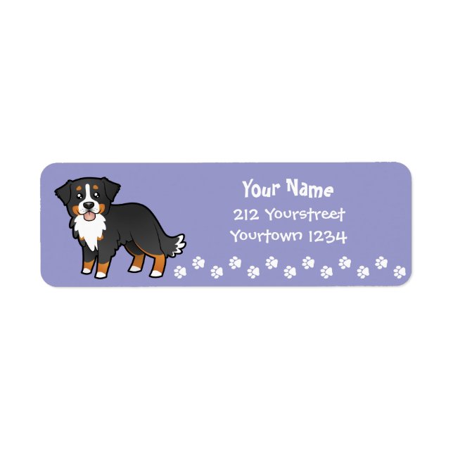 Cartoon Bernese Mountain Dog Label (Front)