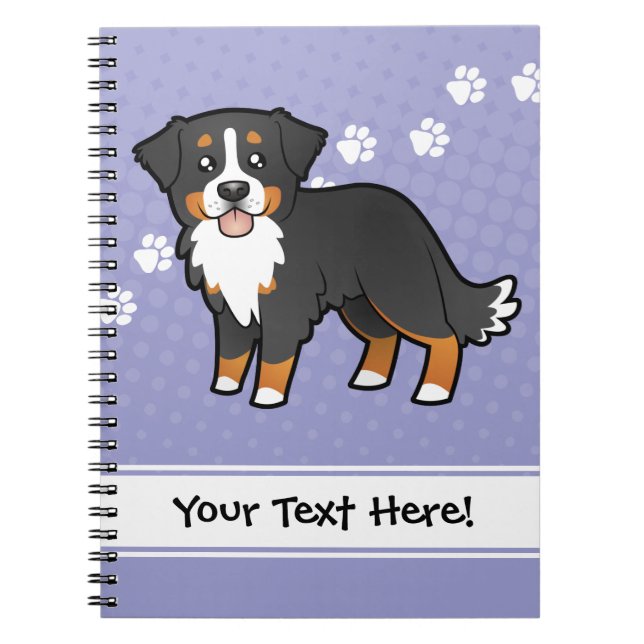 Cartoon Bernese Mountain Dog Notebook (Front)