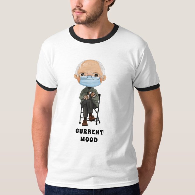 Cartoon Bernie Sanders and his Warm Brown Mittens T-Shirt (Front)