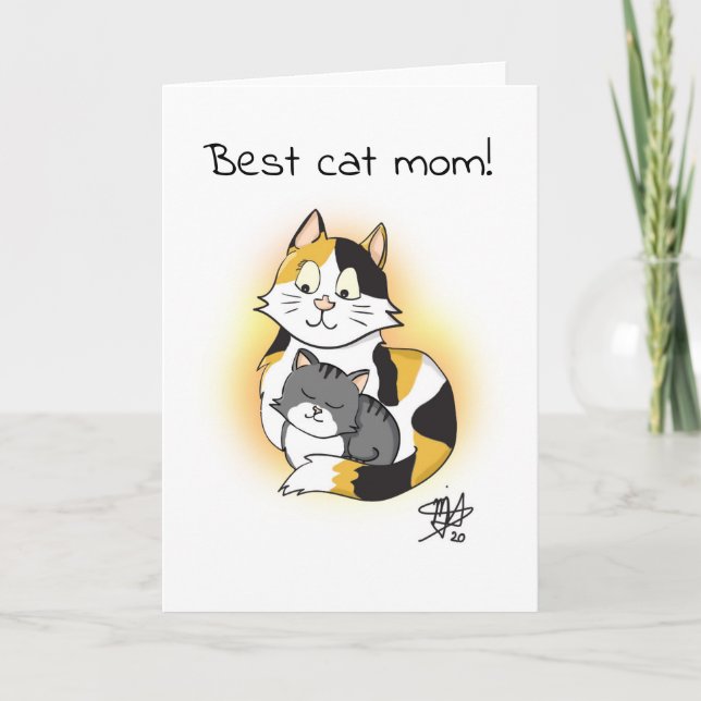 Cartoon Best Cat Mom Appreciation Card (Front)
