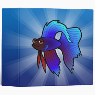 Cartoon Betta Fish / Siamese Fighting Fish 3 Ring Binder