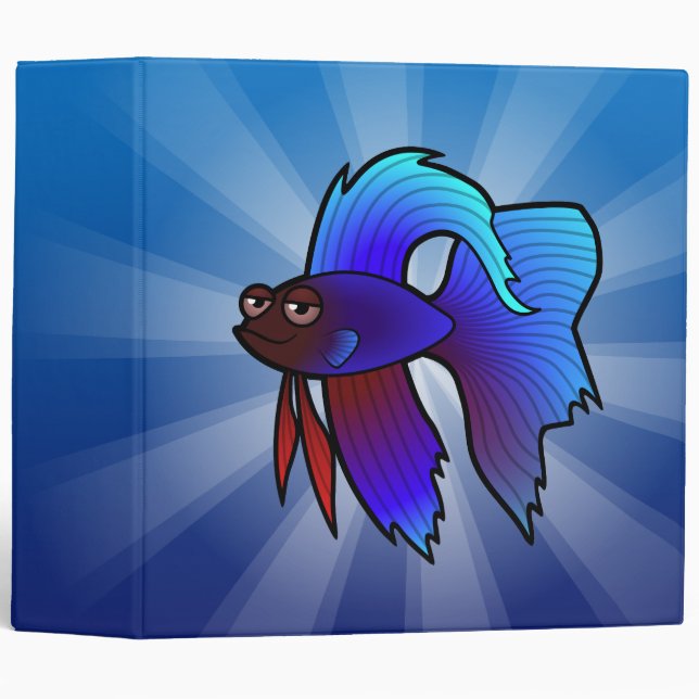 Cartoon Betta Fish / Siamese Fighting Fish 3 Ring Binder (Front/Spine)