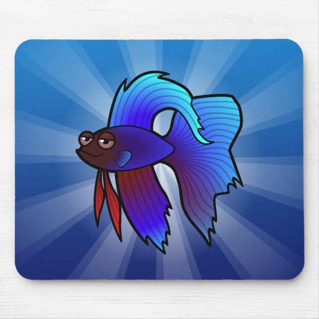 Cartoon Betta Fish / Siamese Fighting Fish Mouse Pad (Front)