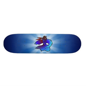 Cartoon Betta Fish / Siamese Fighting Fish Skateboard by CartoonizeMyPet at Zazzle