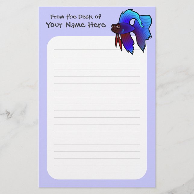 Cartoon Betta Fish / Siamese Fighting Fish Stationery (Front)