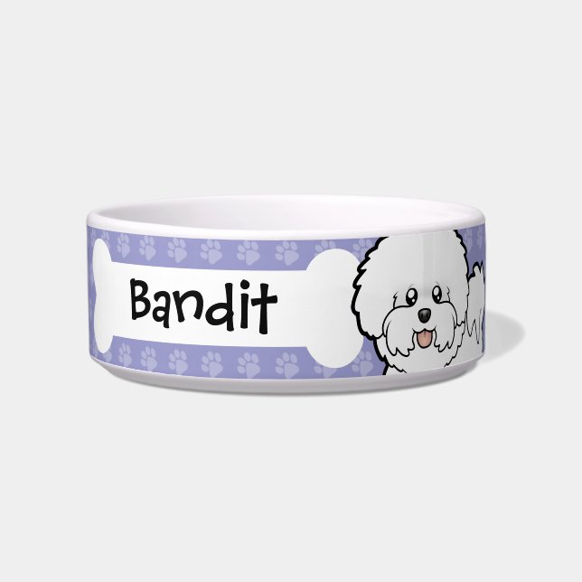Cartoon Bichon Frise Bowl (Front)