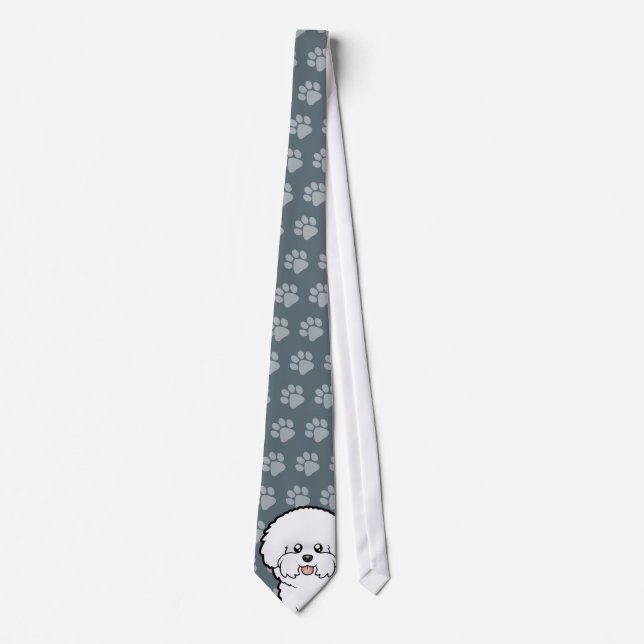 Cartoon Bichon Frise Neck Tie (Front)