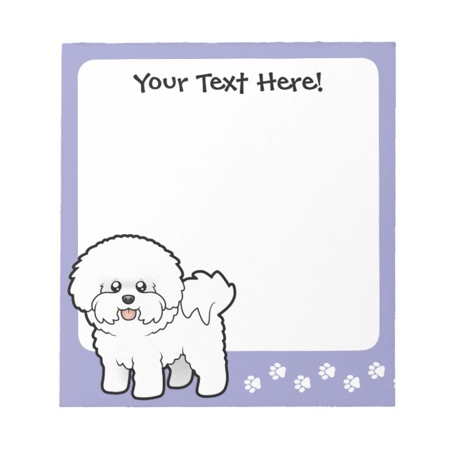 Cartoon Bichon Frise Notepad (Front)
