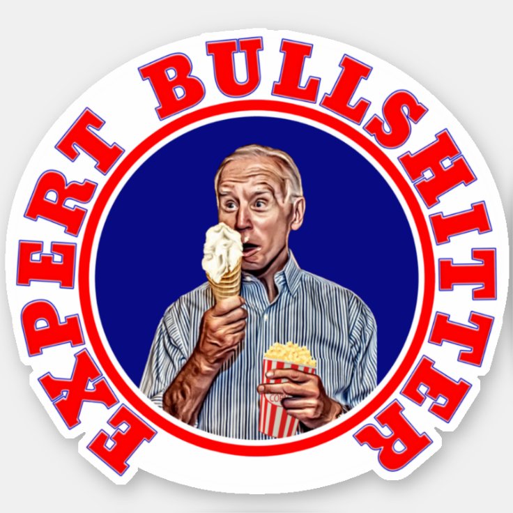 Cartoon Biden EXPERT BULLSHITTER Ice Cream Popcorn Sticker | Zazzle