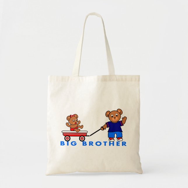 Cartoon Big Brother Little Sister Bear Tote Bag (Front)