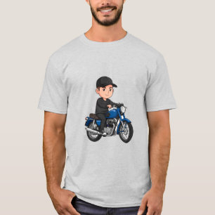 Cartoon Biker Riding a Motorcycle  T-Shirt