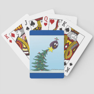 Cartoon Bird Christmas Tree Star Poker Cards