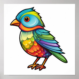 Cartoon bird illustration poster