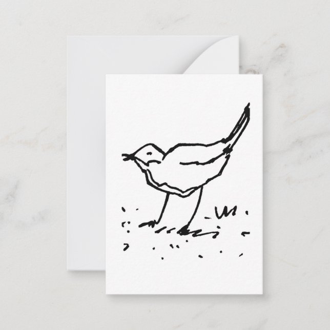 Cartoon Bird Pen Art Drawing Note Card (Front)