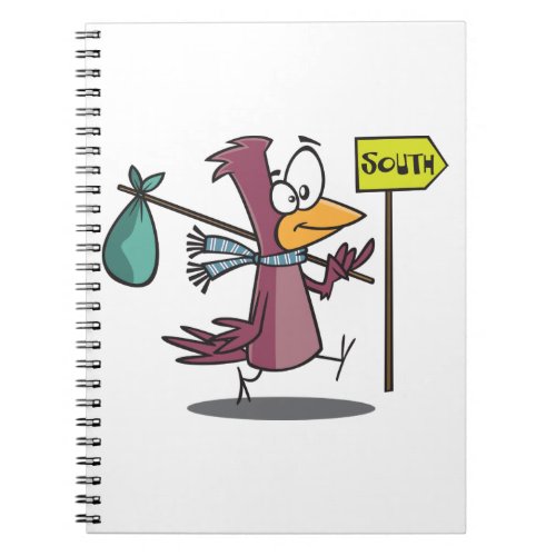 Cartoon Bird Travelling South Notebook
