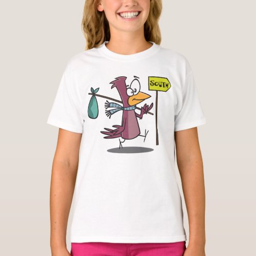 Cartoon Bird Travelling South T_Shirt