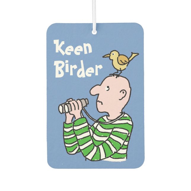 Cartoon Bird Watcher & Bird Air Freshener (Front)