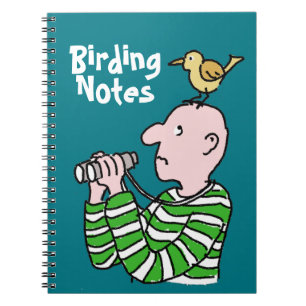 Cartoon Bird Watcher & Bird Notebook