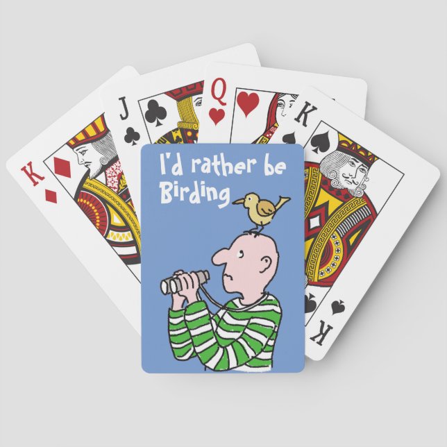 Cartoon Bird Watcher & Bird Poker Cards (Back)