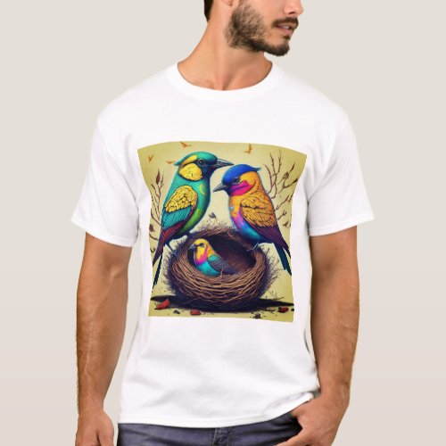 Cartoon Birds at Work T_Shirt