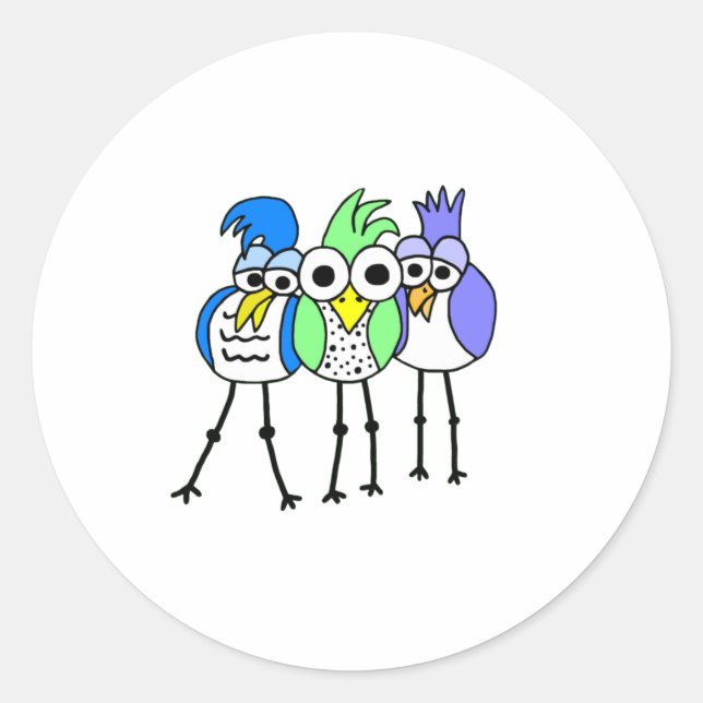 Cartoon Birds  Classic Round Sticker (Front)