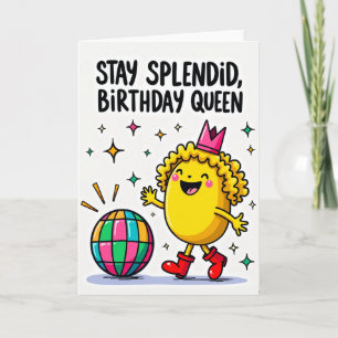 Cartoon Birthday Queen Card