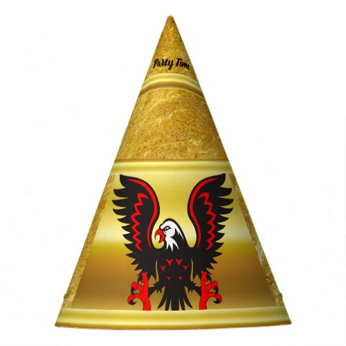 Cartoon Black and red eagle with gold foil texture Party Hat