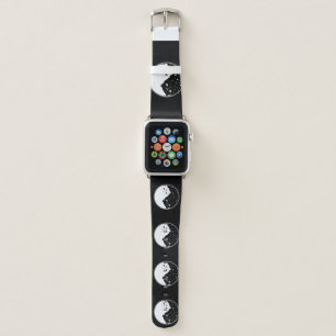 Cartoon black and white cats, yin yang sign apple watch band
