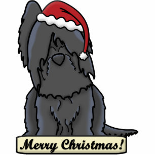 Cartoon Black Briard Christmas Ornament