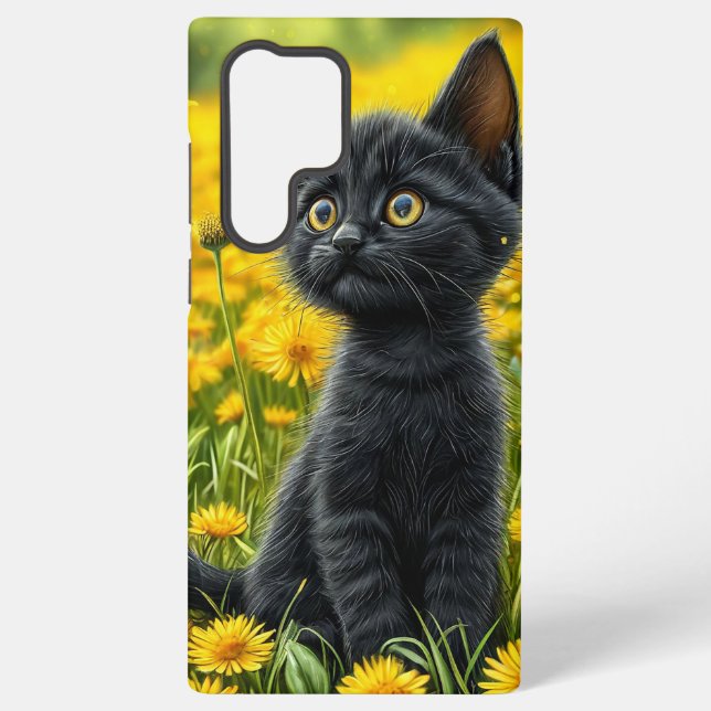Cartoon black cat samsung galaxy case (Back)