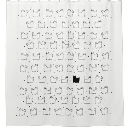 Cartoon Black Cat White Cats Shower Curtain